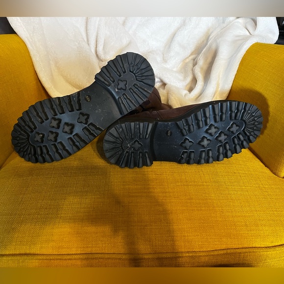 Vince Camuto Brown Purple Messtia Leather Combat Boots 9.5 - Picture 3 of 5